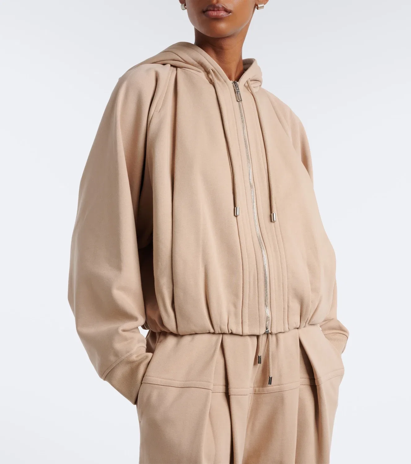 Худи из хлопковой смеси джерси SPORTMAX, бежевый — фото 2