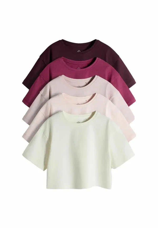 Футболка хлопковая Regular fit T-shirt The Set, Pink, Purple, White, белый/фиолетовый/розовый