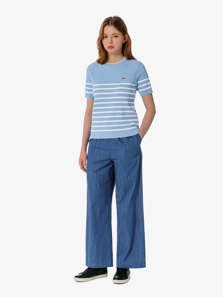 Брюки широкие LACOSTE Royal Blue из льна — фото 4