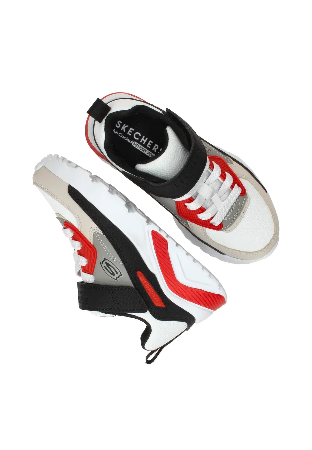 Кроссовки Uno Lite Skechers, White Synthetic/ Black & Red Trim — фото 3