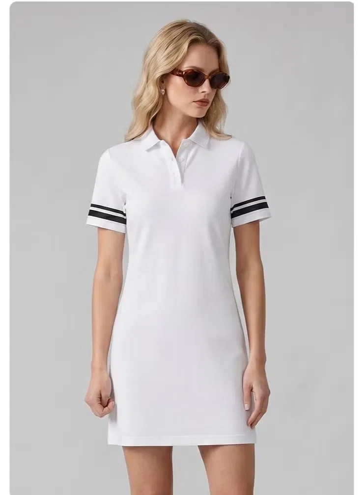 Платье-поло свободное с коротким рукавом Zara, белый