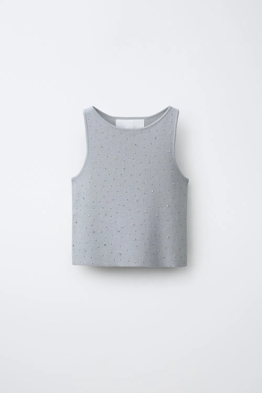 Блестящий вязаный топ ZARA, Grey/Blue