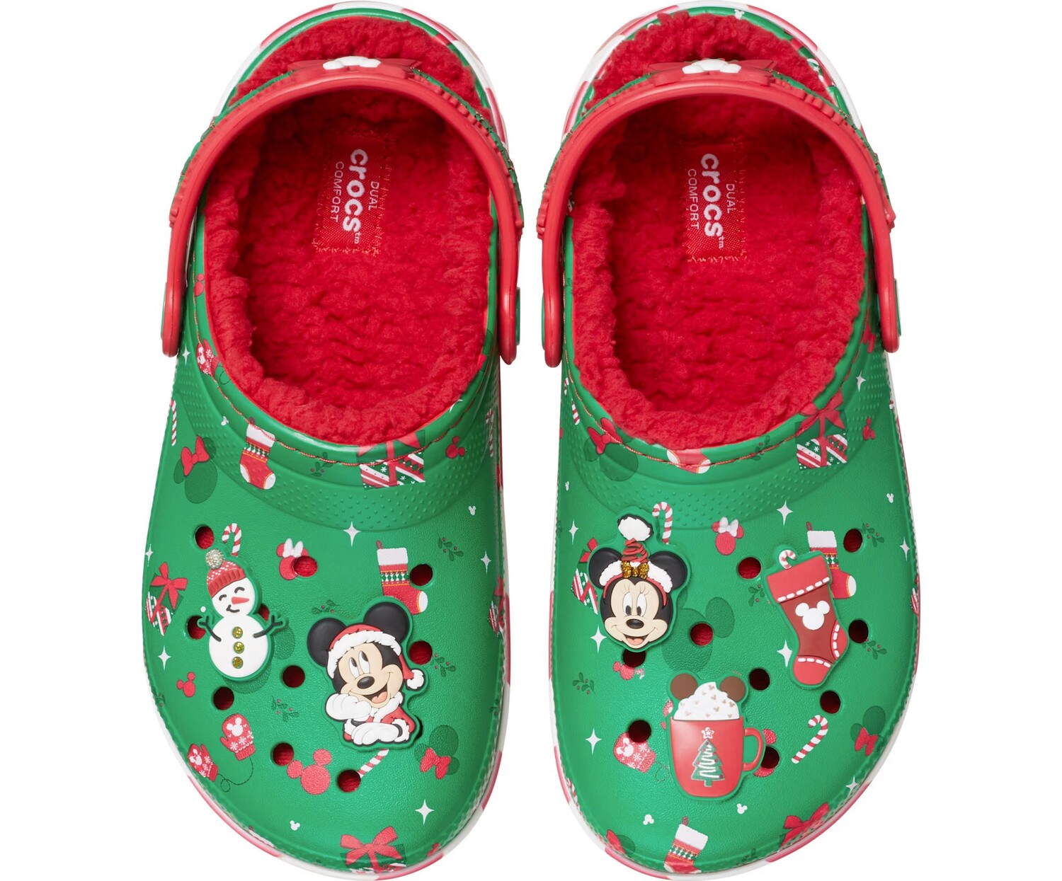 

Сабо для маленьких детей Crocs Classic Clog x Disney Mickey Holiday, зеленый/красный