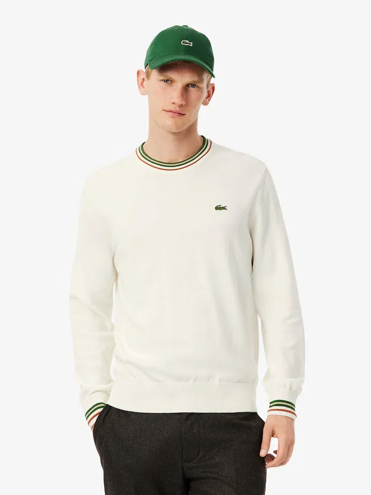 Свитер хлопковый с отделкой LACOSTE