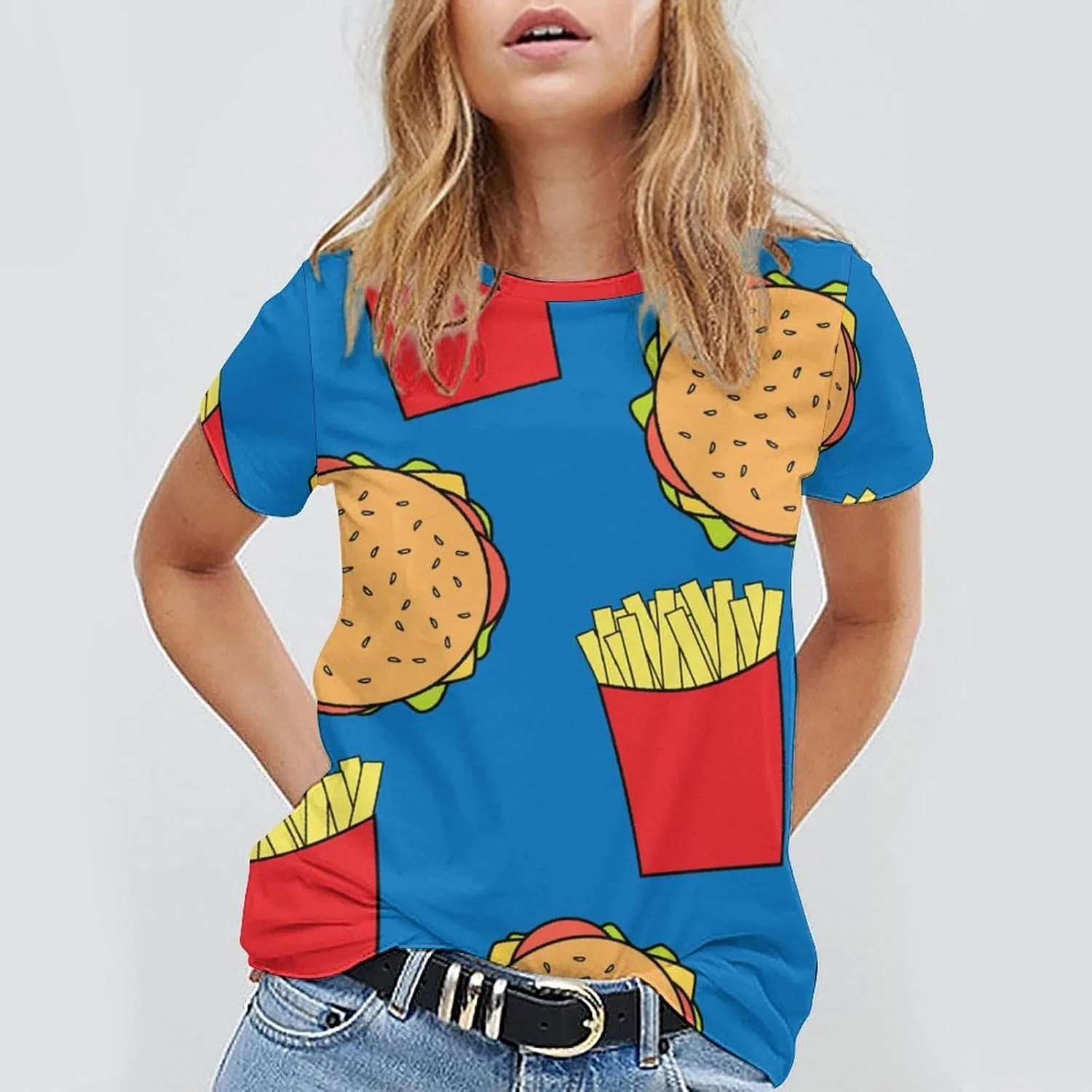 Женская футболка с принтом, Unisex Summer T-Shirt Funny T-Shirt Round Neck Stylish Short-Sleeve Graphic Print Top Casual T-Shirt — фото 3