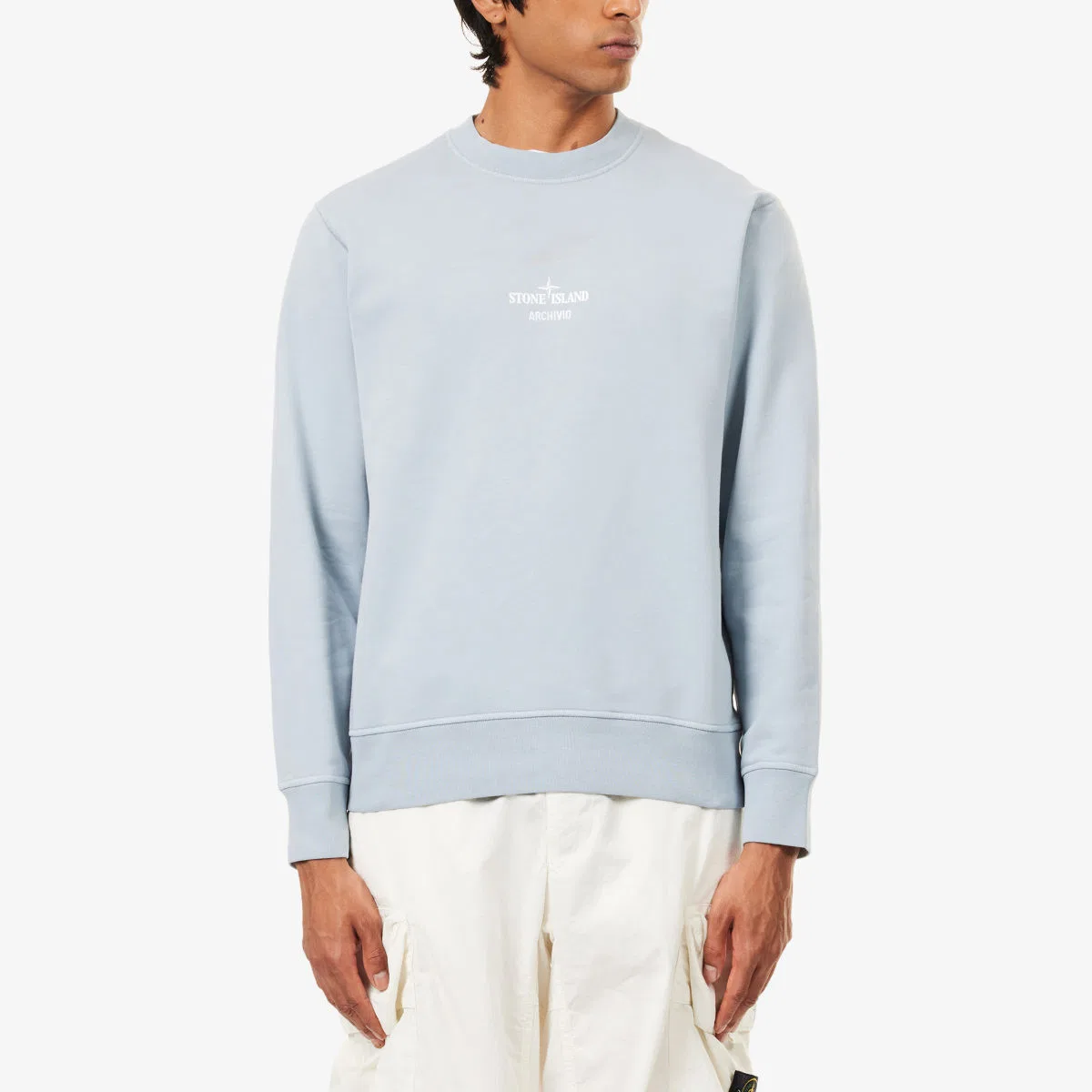 Хлопковая трикотажная толстовка с принтом от бренда Archive-print Stone Island, серый — фото 3
