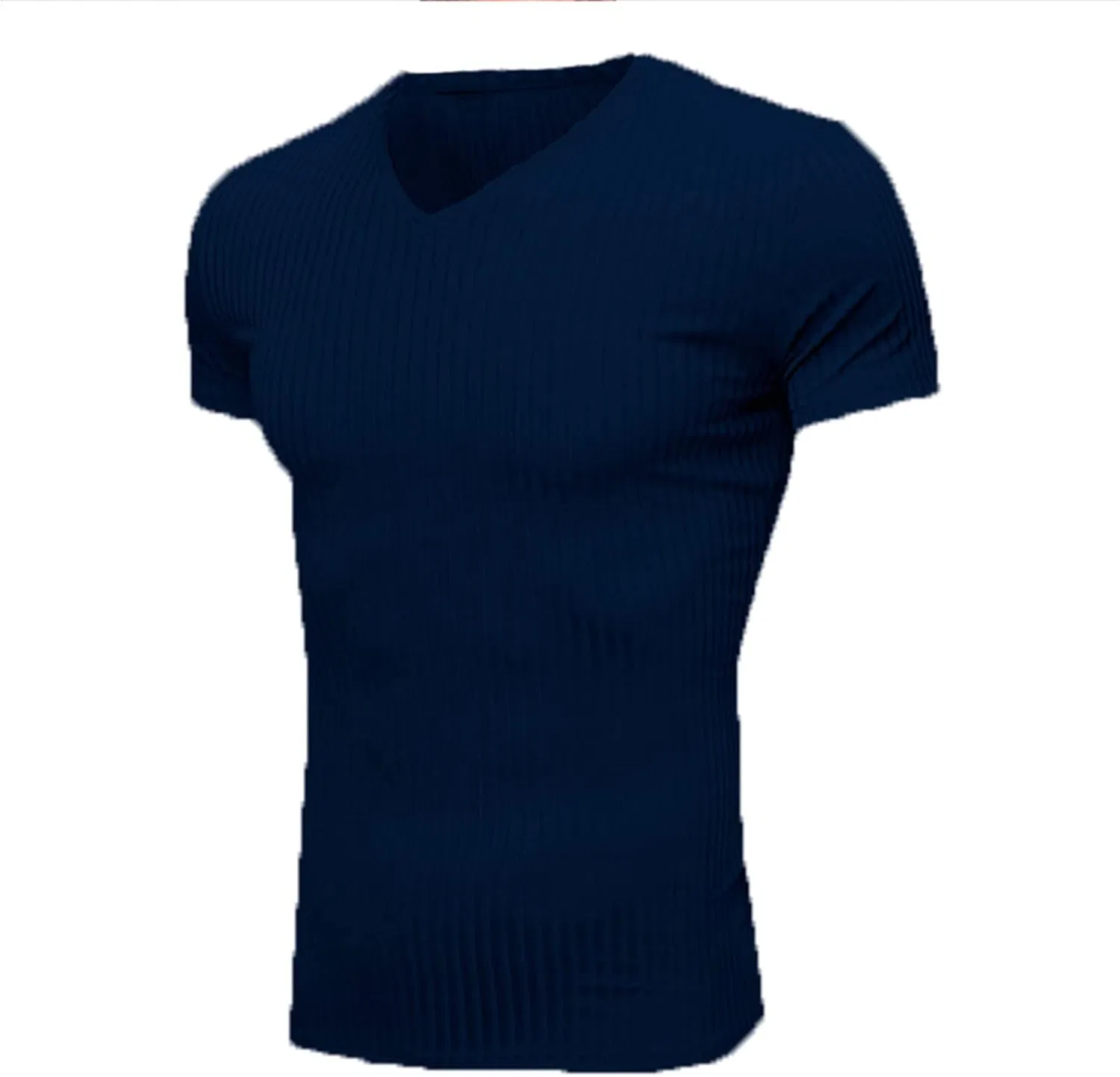 Мужская облегающая футболка с v-образным вырезом Ribbed Shirt, Dark Blue — фото 3