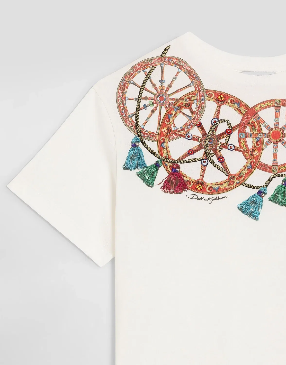 Футболка из джерси с аппликациями DOLCE & GABBANA, белый — фото 3