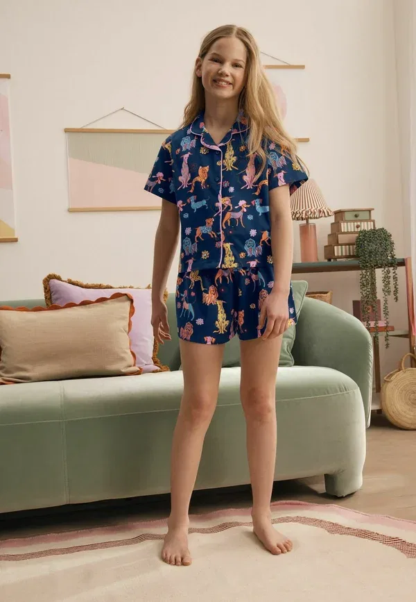 Комплект пижамы из хлопка Regular fit - short button through pyjamas set, Next, темно-синий Dog — фото 2