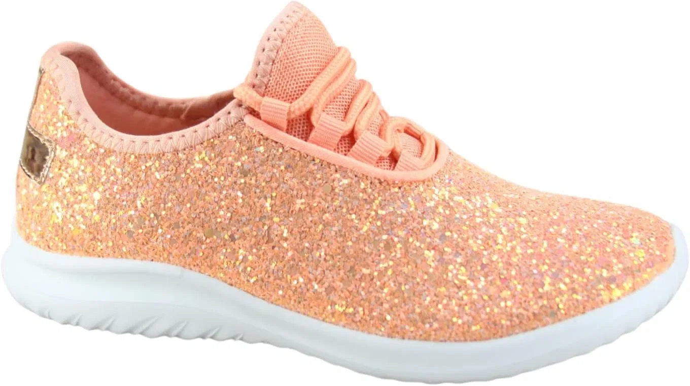 Детские кроссовки для девочек с блестками и кружевом toozon, Dusty Rose