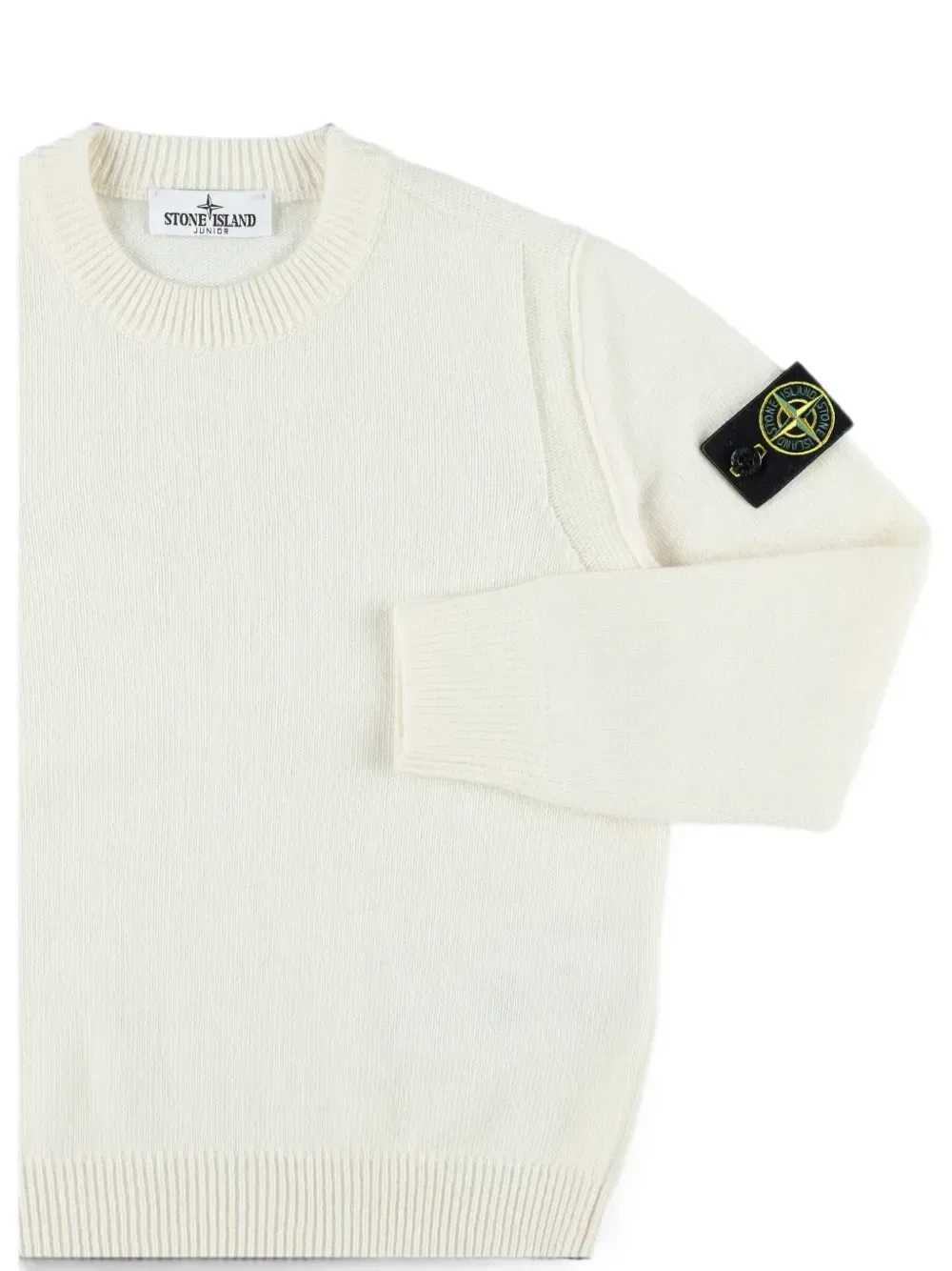 Свитер с нашивкой-компасом Stone Island Junior, бежевый — фото 3