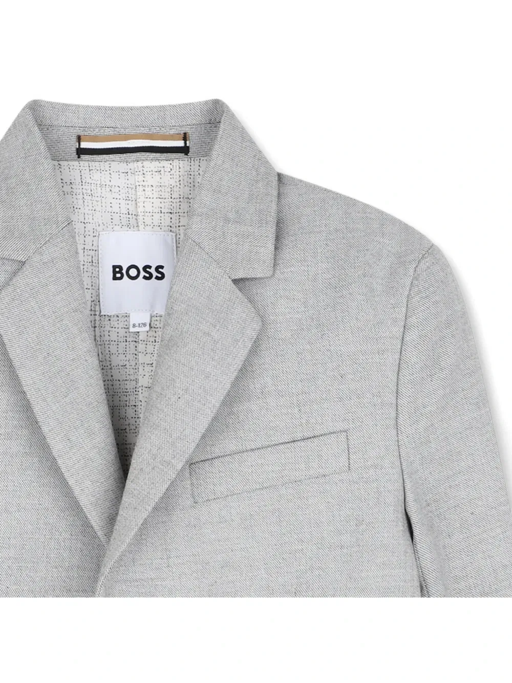 Однобортный пиджак с заостренными лацканами Boss Kidswear, серый — фото 3