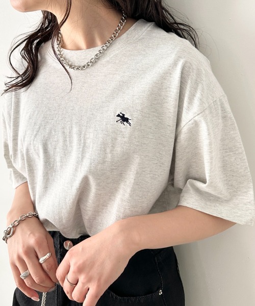 

POLO CHAMPS Футболка поло с коротким рукавом, круглым вырезом и вышивкой, бренд Champs, цвет светло-серый