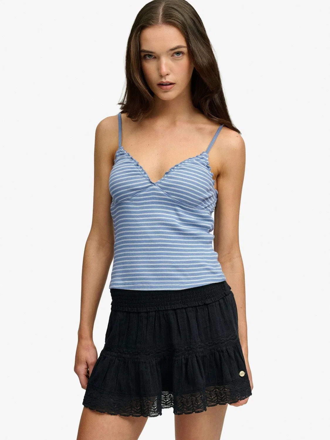 Топ-майка с V-образным вырезом, вафельная, Athletic Essentials Superdry, Light Blue