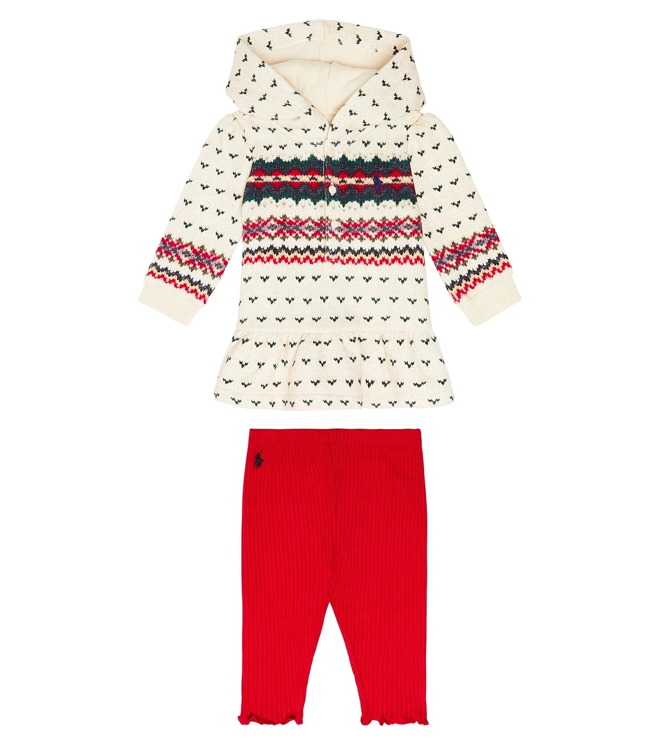 Комплект из худи и леггинсов из смесового хлопка Polo Ralph Lauren Kids, мультиколор