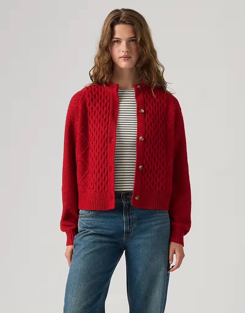 Кардиган Levi's Charlotte с круглым вырезом, красный