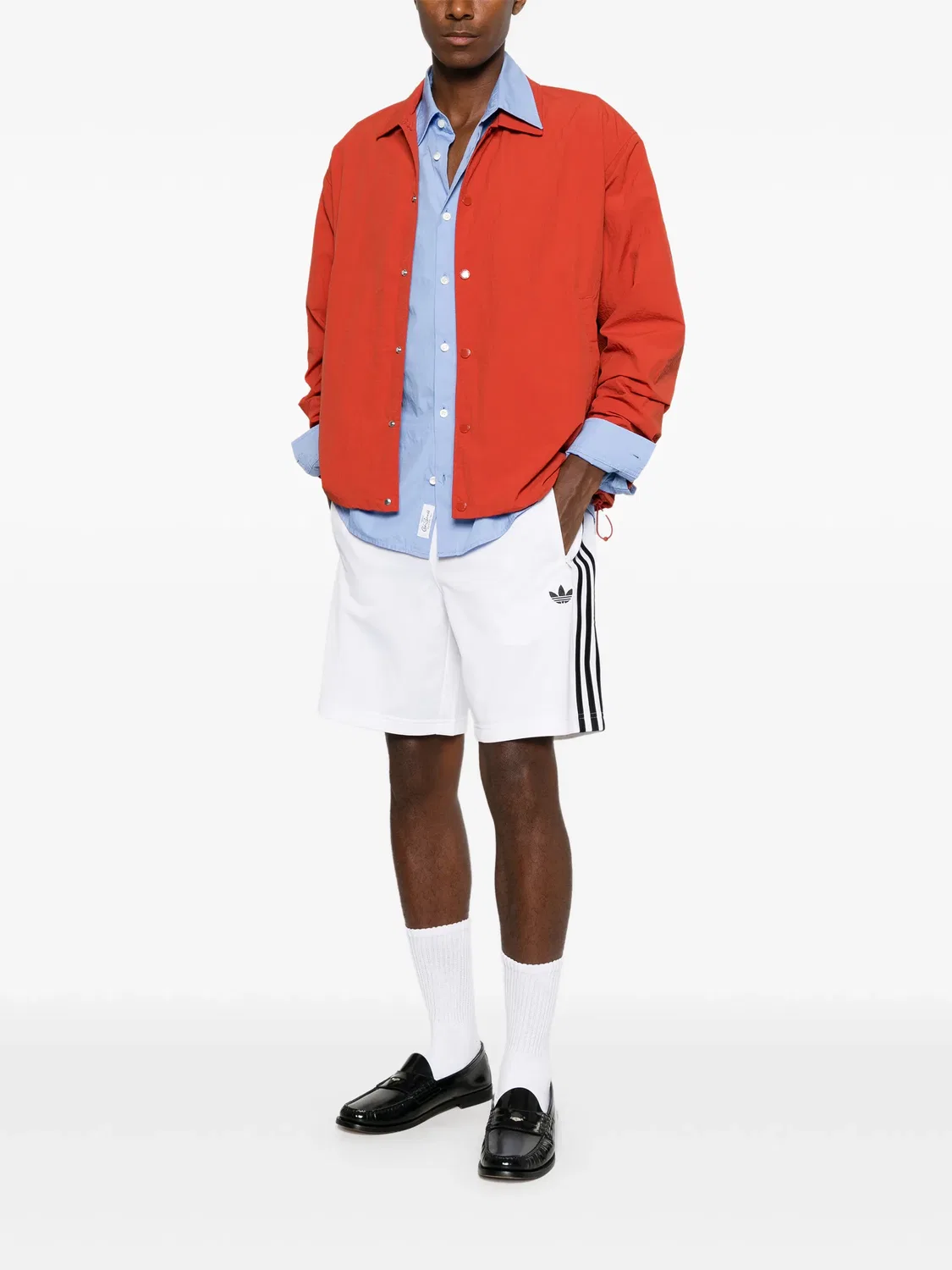 Шорты с логотипом и лампасами Adidas, белый — фото 2