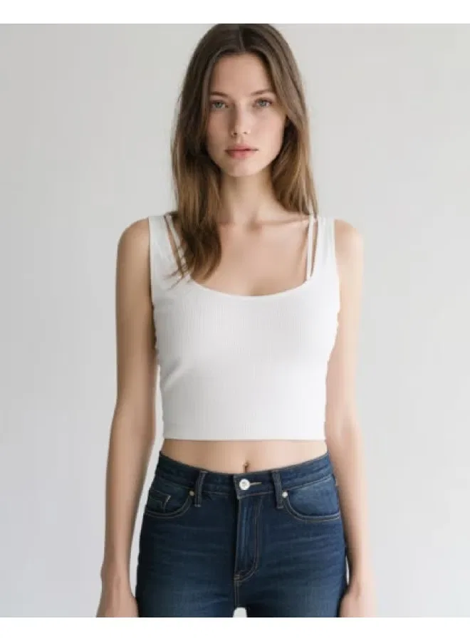 Топ без рукавов укороченный Zara, белый
