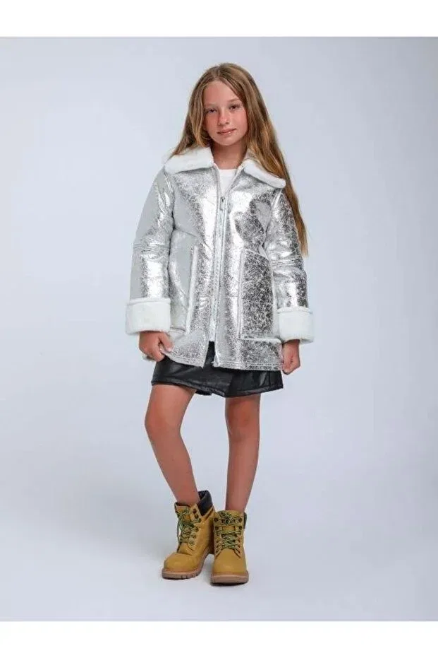 Детское пальто для девочек с длинным рукавом Escabel, Silver