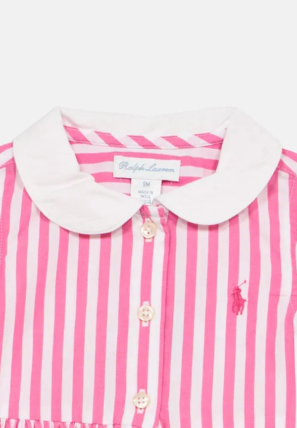 Комплект платье-рубашка с полосками и шортики Striped poplin shirtdress & bloomer, Polo Ralph Lauren, Desert Pink/White, белый/розовый — фото 4