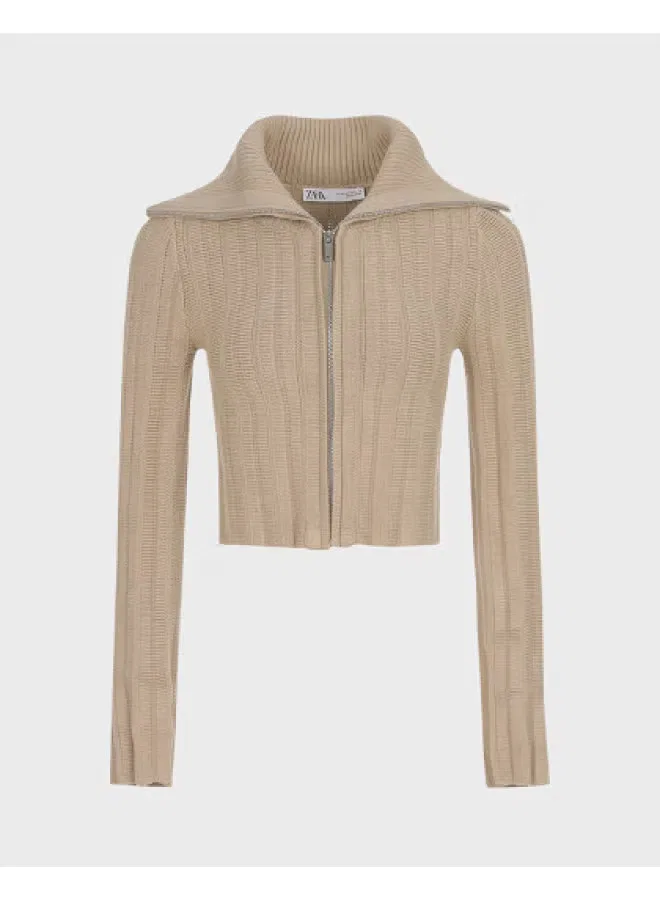 Кардиган с длинным рукавом и V-образным вырезом Zara, хаки