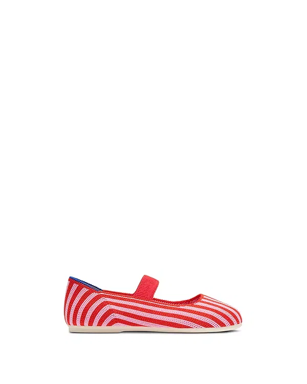 Детские балетки для девочек с принтом The Kids Mary Janes Rothy's, Cherry Stripe — фото 2