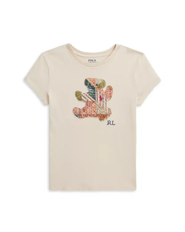 Детская футболка с принтом Polo Bear Ralph Lauren, бежевый — фото 2