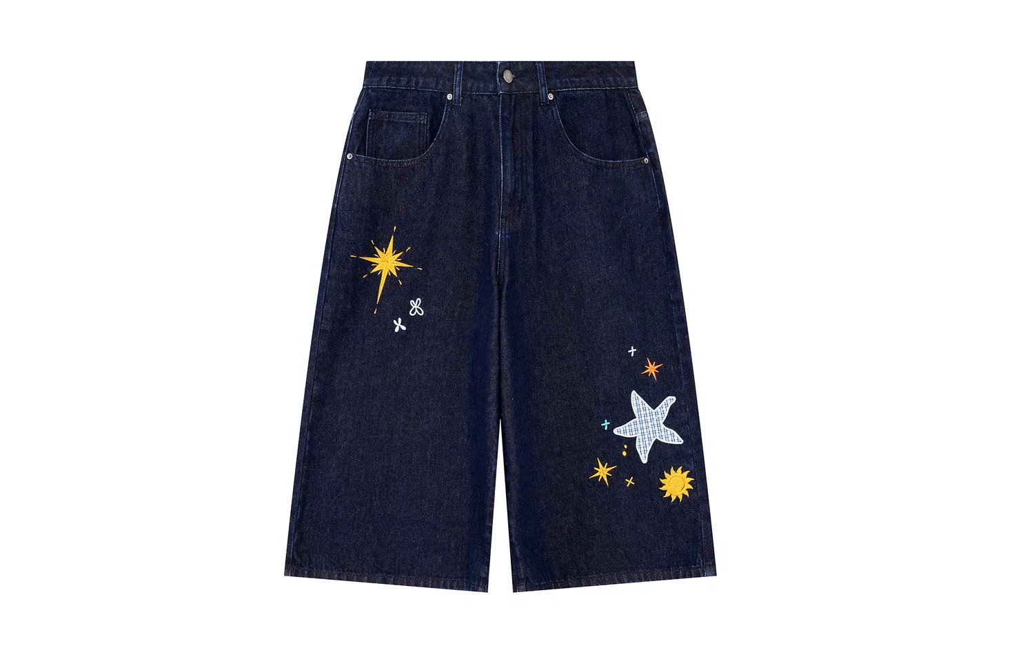 Детские джинсовые шорты с принтом F426, Dark Blue
