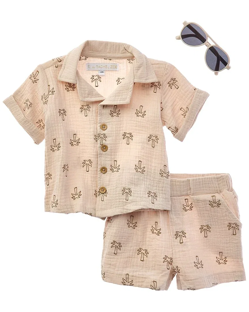 Детский комплект из топа и шорт с пуговицами Rachel Zoe, коричневый