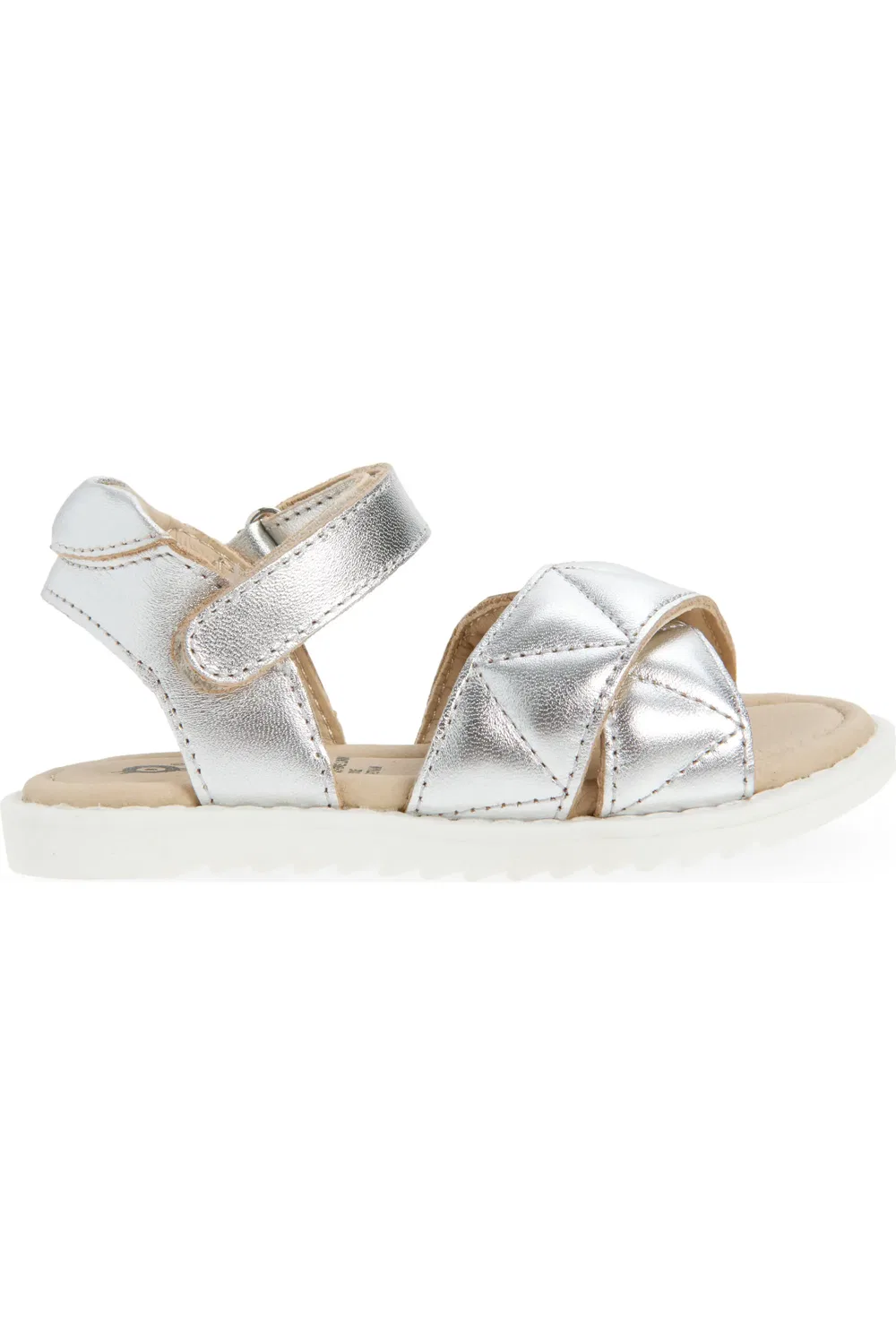 Детские сандалии на липучке с пуховым стеганым верхом Puff Pop OLD SOLES, Silver/Snow — фото 3