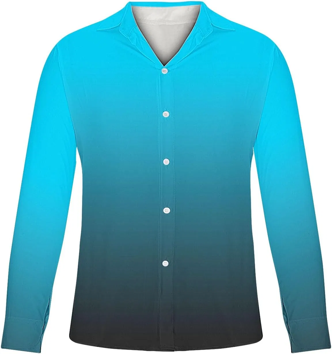 Мужская повседневная рубашка с длинным рукавом без складок, Blue — фото 2