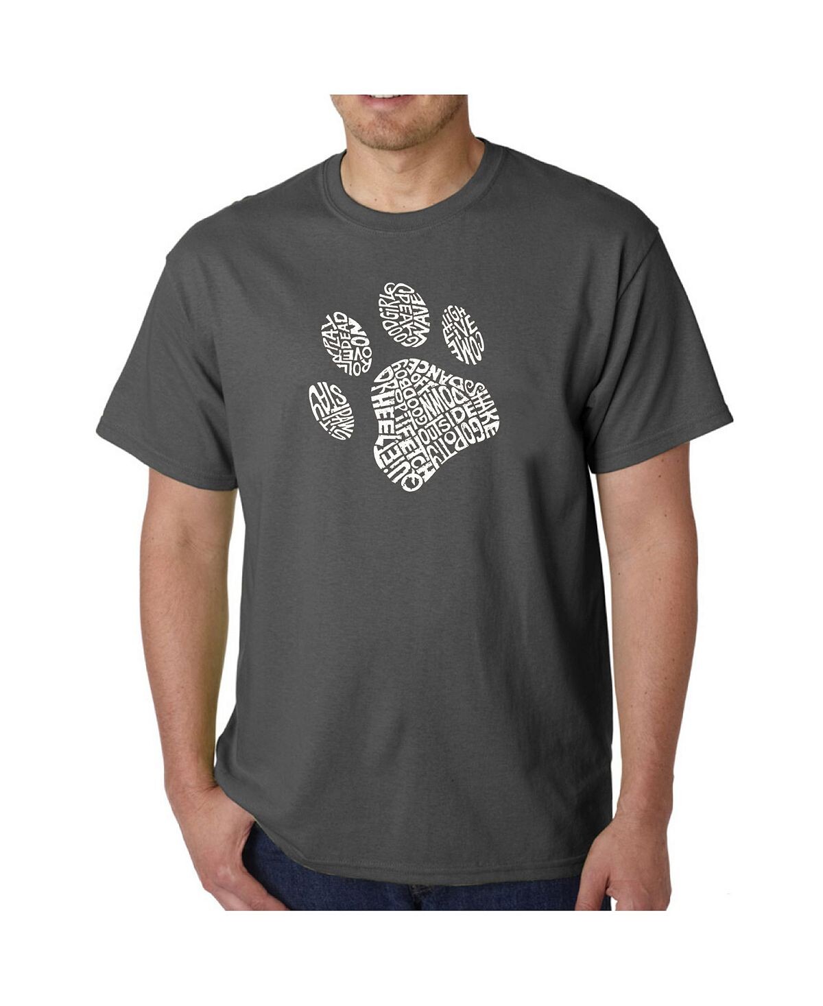 

Мужская футболка word art - dog paw LA Pop Art, серый
