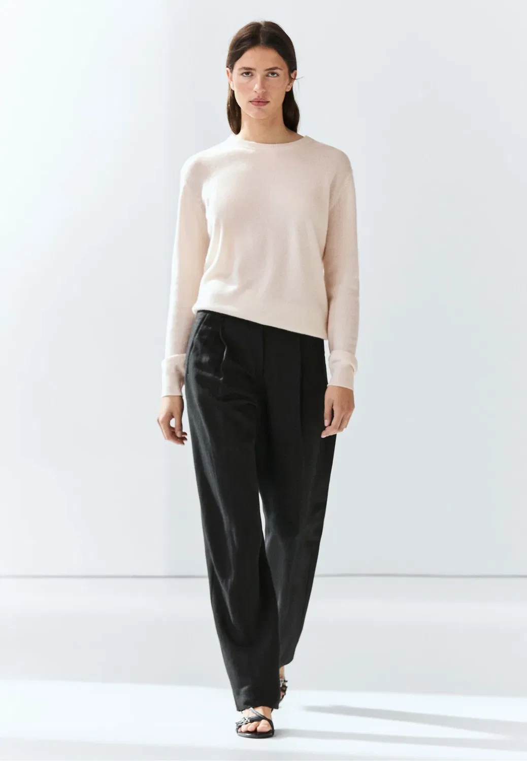 Свитер с длинными рукавами из 100% кашемира Massimo Dutti, Beige — фото 2