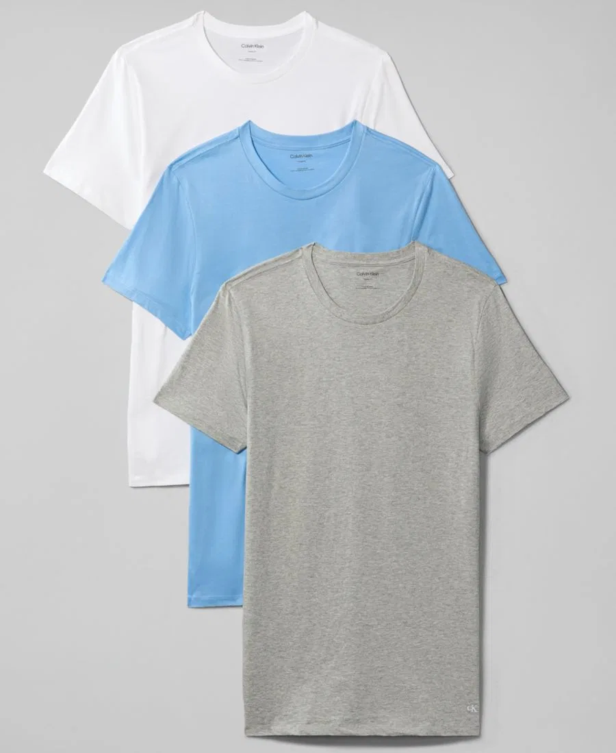 Комплект футболок с коротким рукавом Calvin Klein, White/Blue/Gray Heather