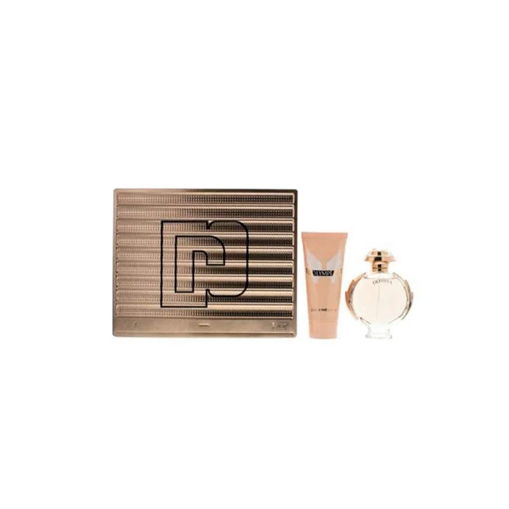 Набор духов Olympea, Paco Rabanne, Eau de Parfum 80 мл + Лосьон для тела 100 мл