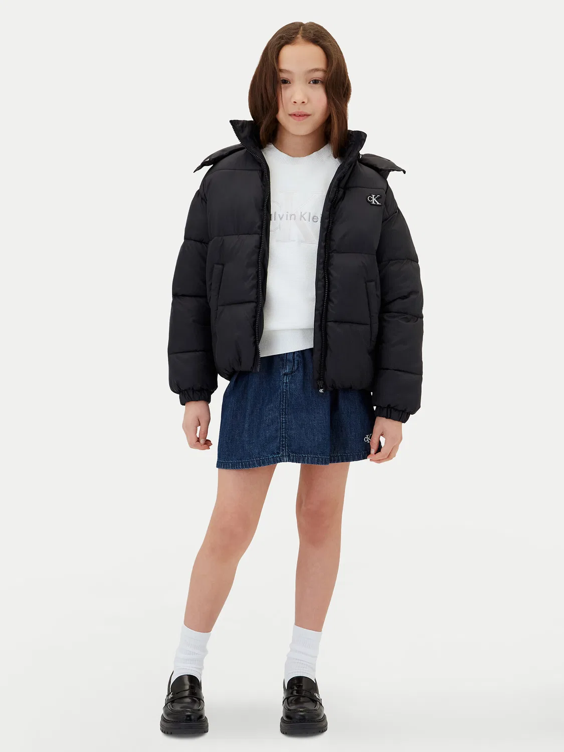 Зимняя куртка стандартного кроя для девочки Calvin Klein, черный — фото 2