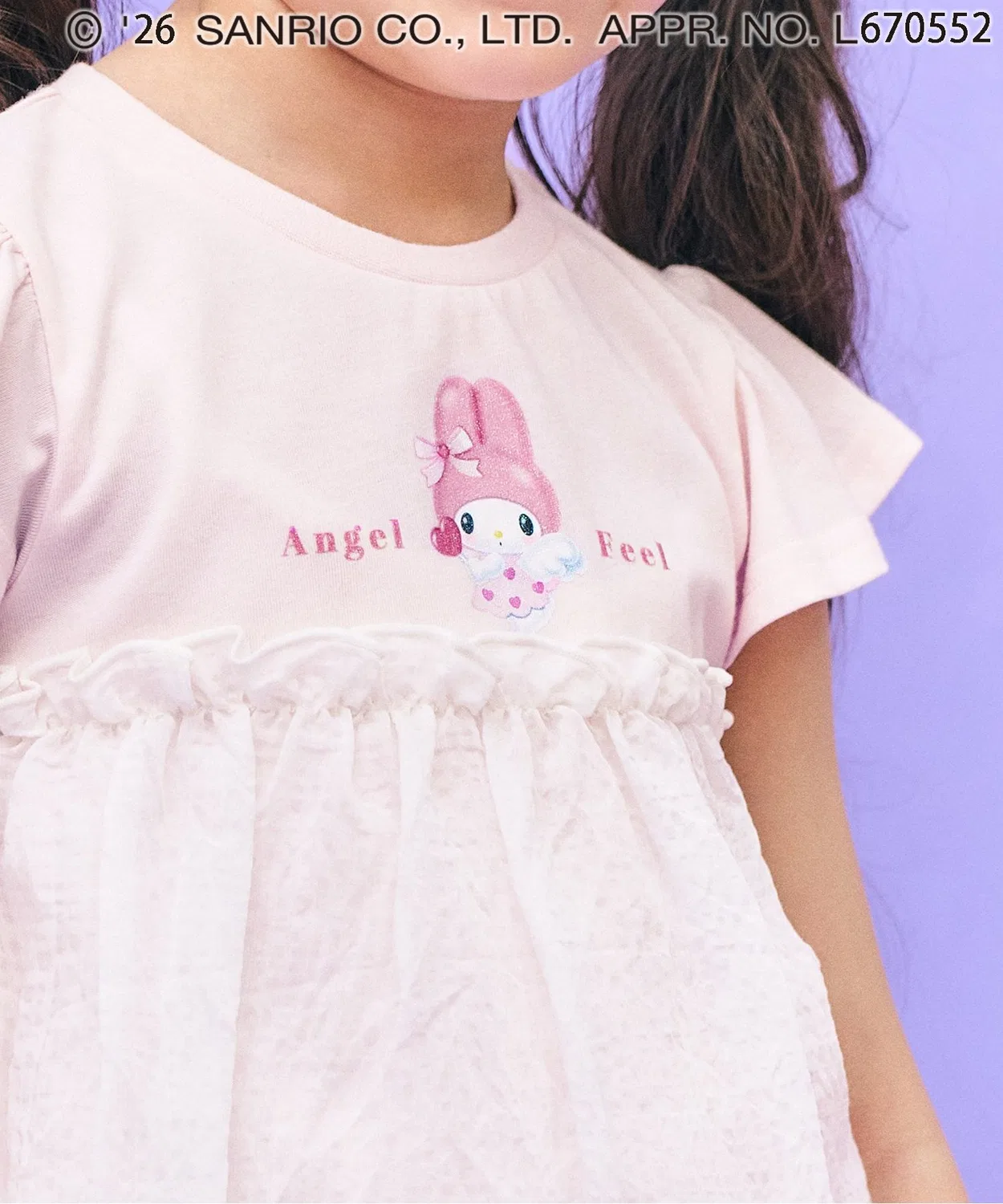Детская туника с принтом My Melody и Kuromi, с коротким рукавом, модель Kirakira Print, sanrio, Pink — фото 4
