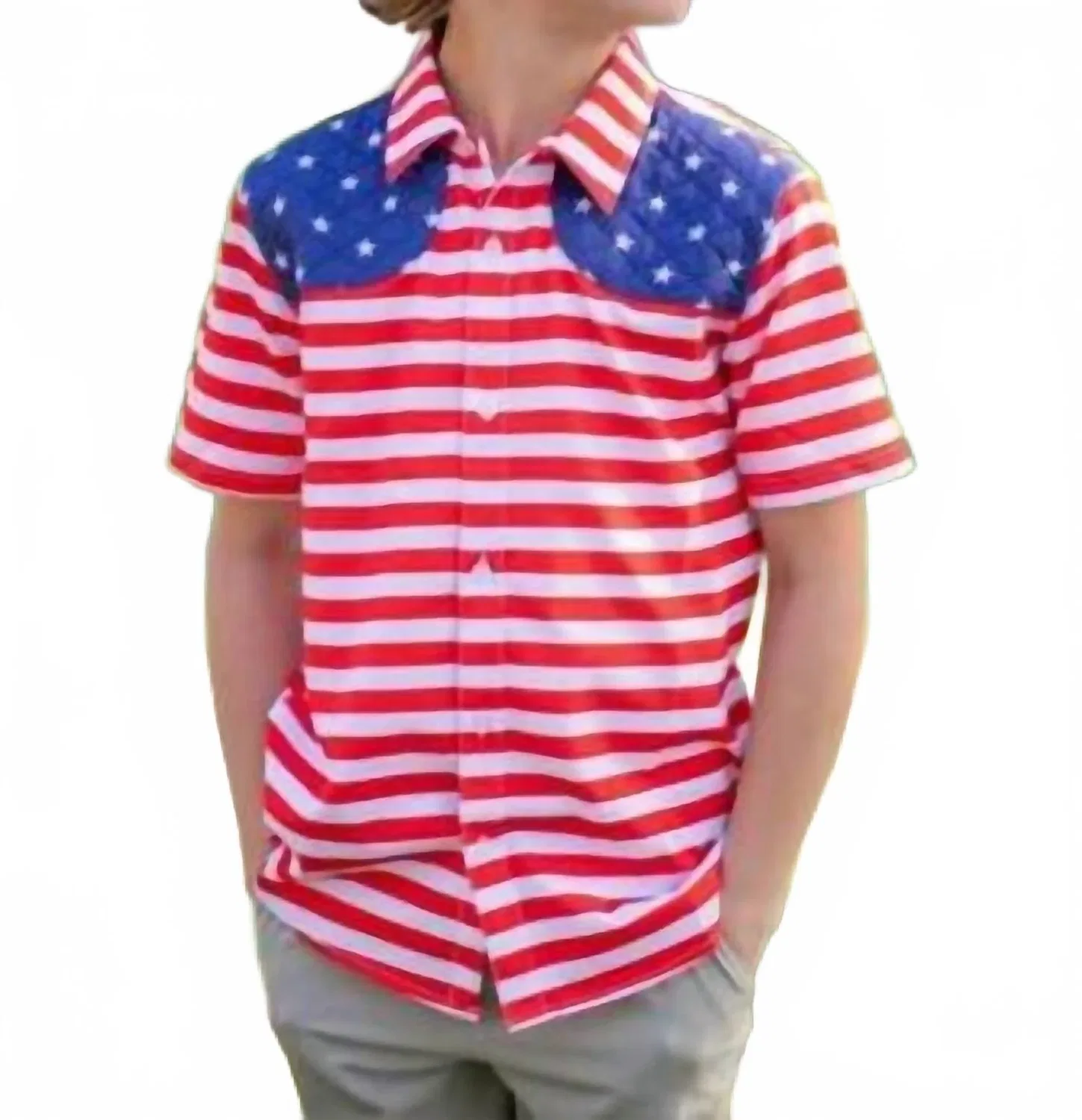 Детская футболка для мальчиков с коротким рукавом USA Blue Quail Clothing Co., Red And White