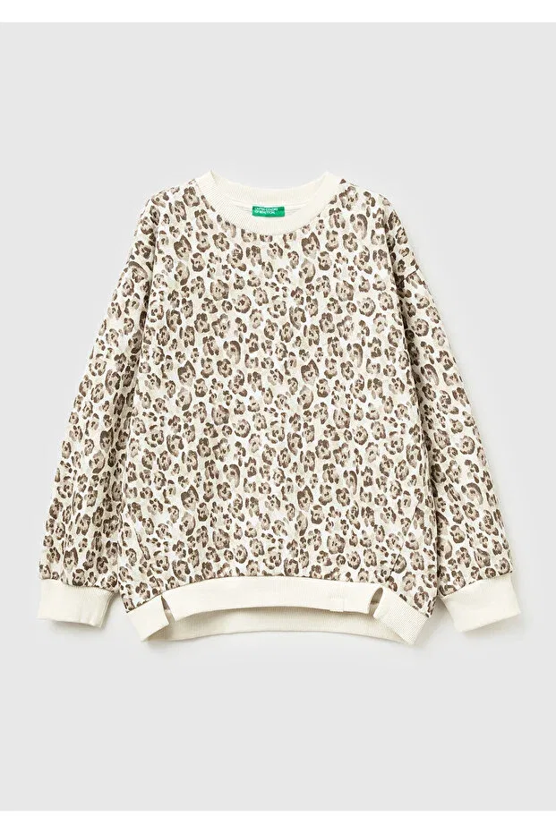Детские свитшот для девочек с принтом United Colors Of Benetton, Beige