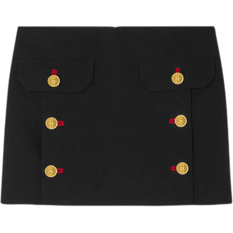 Юбка мини с пуговицами Medusa Head, VERSACE, Black