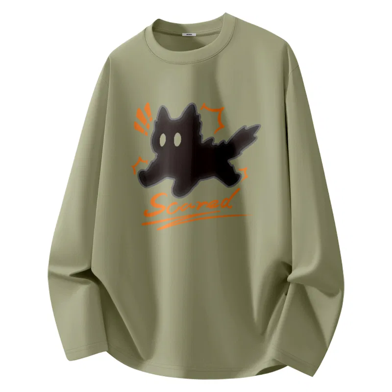 Детская футболка с принтом Scared Black Cat MINISO, Palm Green