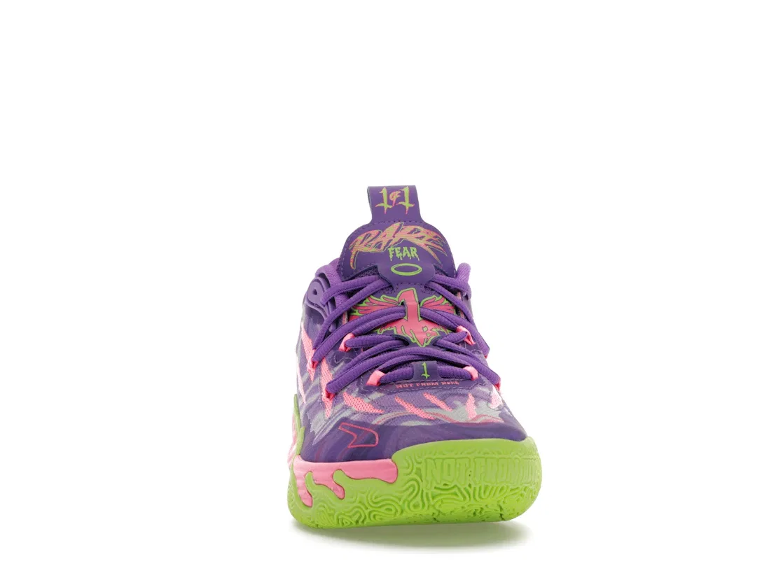 Детские кроссовки для мальчиков с принтом Puma LaMelo Ball MB.03, Purple Glimmer-Green Gecko — фото 2