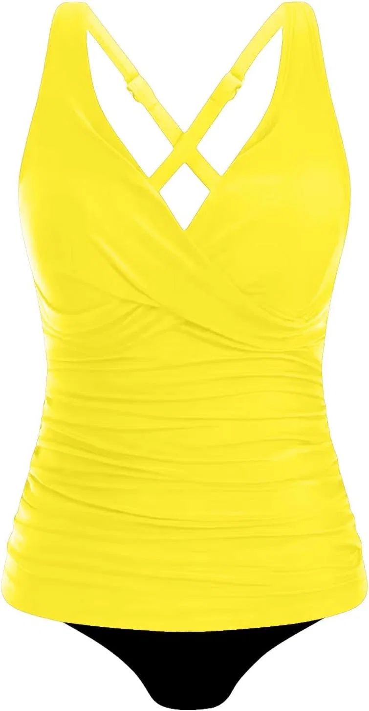 Женский танкини с шортами V-образным вырезом Wrap Yellow — фото 4