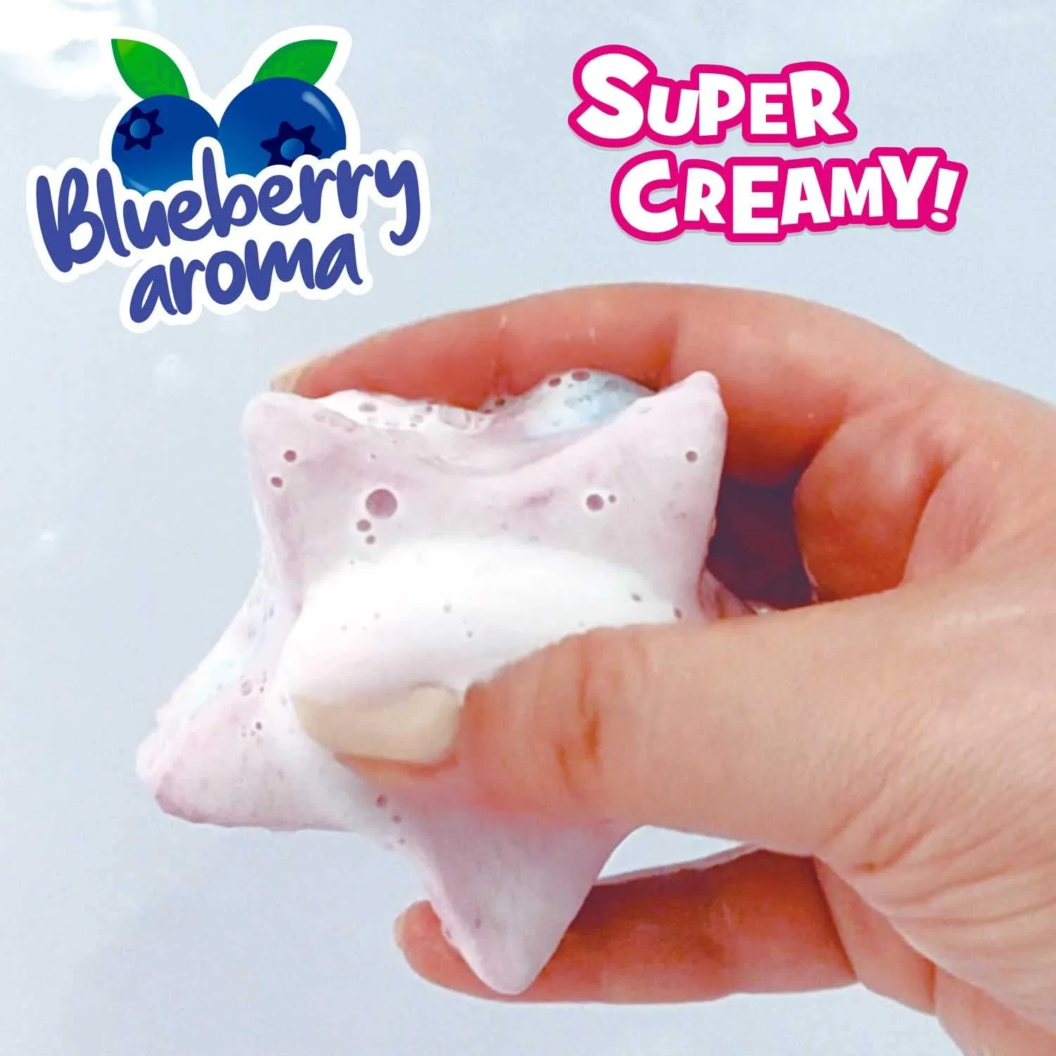 Детская бомбочка для ванны INKEE Foamy Star, набор 2 шт, 140 г, Blueberry, Желтый и Фиолетовый — фото 4