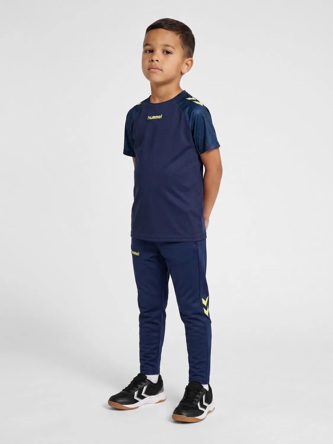 Детские спортивные штаны для мальчиков Hmlblaze Hummel, Midnight Indigo / Lime Green — фото 3