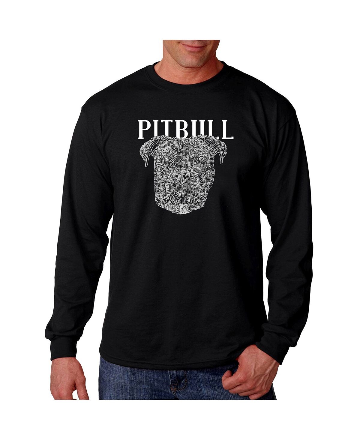 

Мужская футболка word art - pitbull face с длинным рукавом LA Pop Art, черный