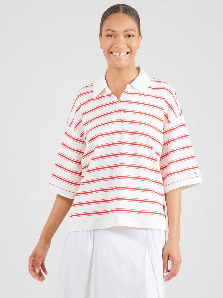Футболка TOMMY HILFIGER "Oversized Fit Stripe" белого цвета — фото 2