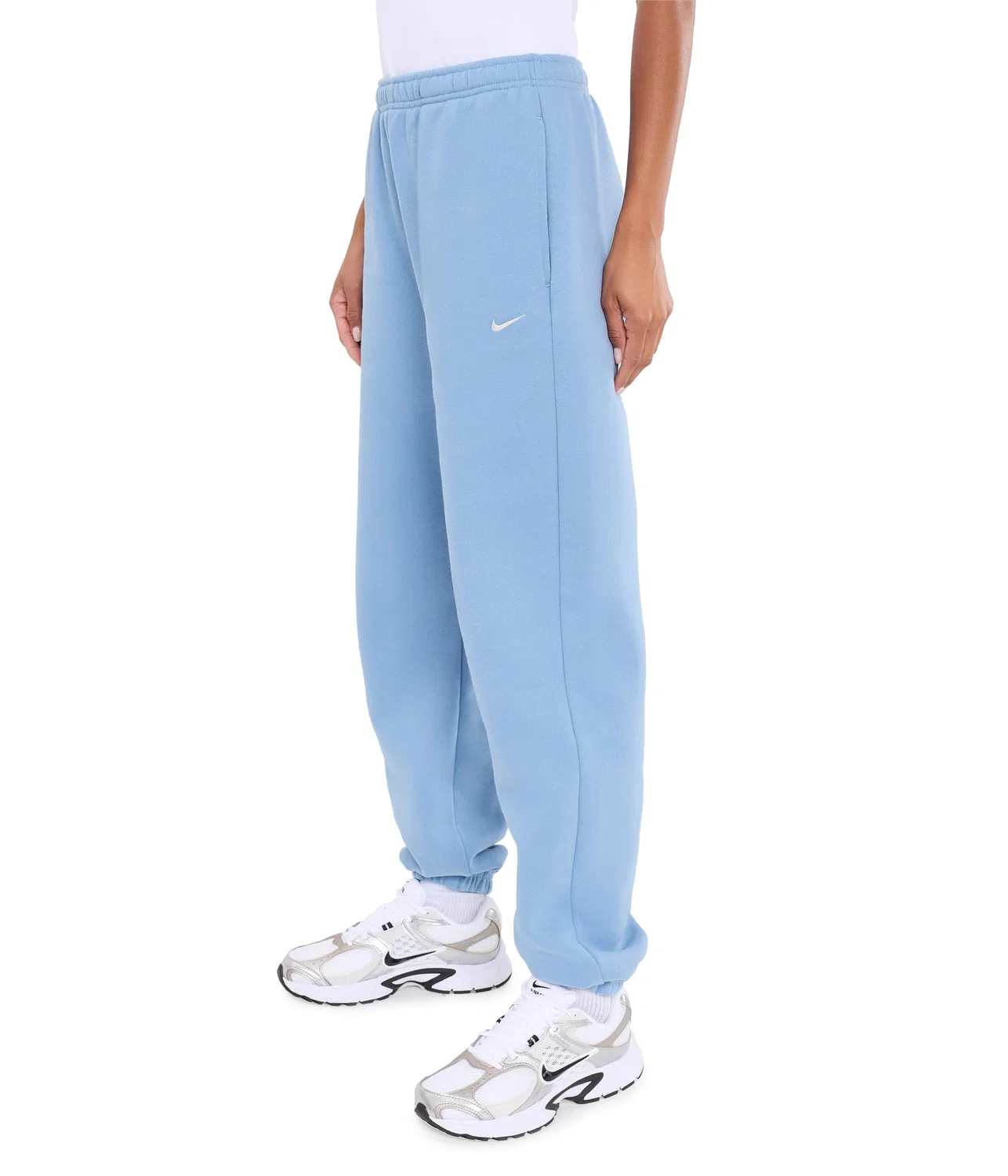 Брюки Studio Fleece средней плотности с высокой посадкой и свободными манжетами. Nike, Work Blue/Sail — фото 3