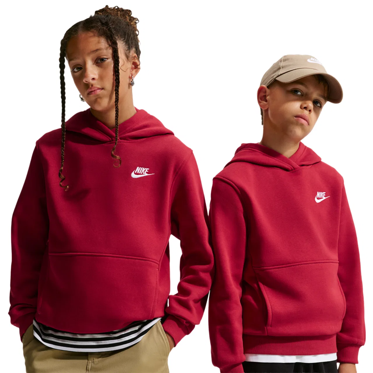 Толстовка для мальчиков NSW Club LBR Nike, цвет White/Tough Red