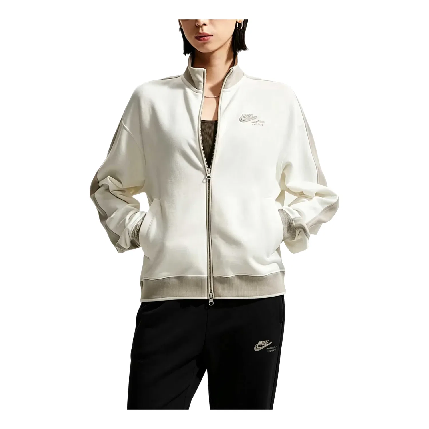 Женская куртка Studio Fleece Lightweight French Terry Track Jacket 'Sail Cream II' Nike, Sail/Cream Ii
